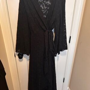 Elegant Black Lace wrap dress